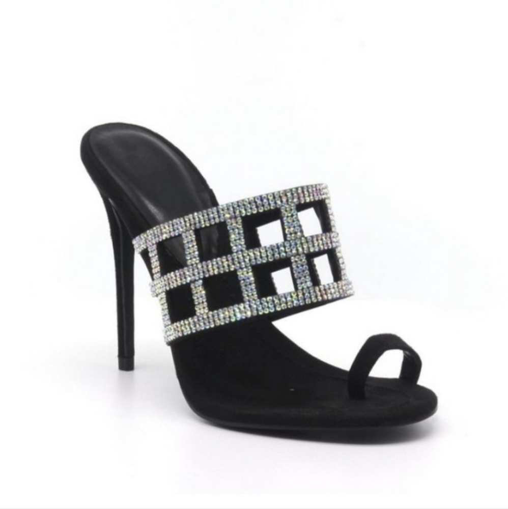 Rhinestone design Black Heels